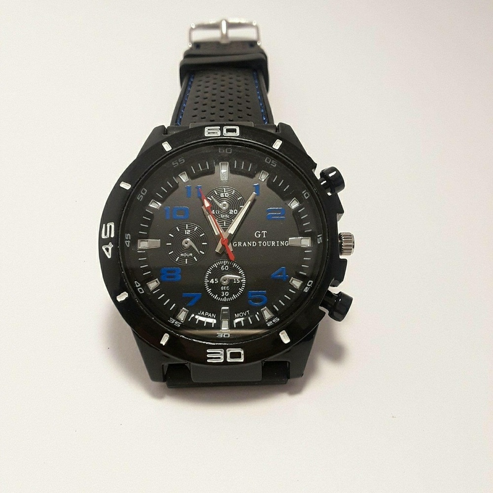 Mens Black and Blue Water Proof Watch